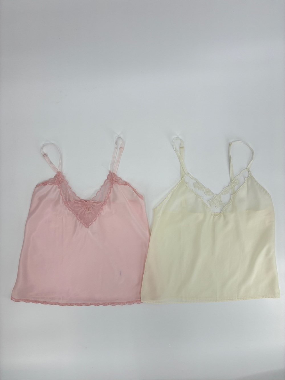 Barbizon Vintage 70s 80s Lace Camis Lingerie Top Coquette Pink Ivory Petite